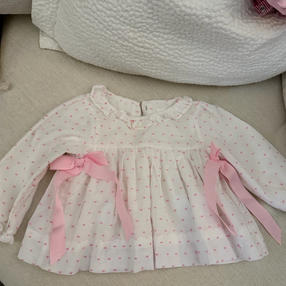 Cecil and Lou - Pink and White top with Bows - Matching pink pants